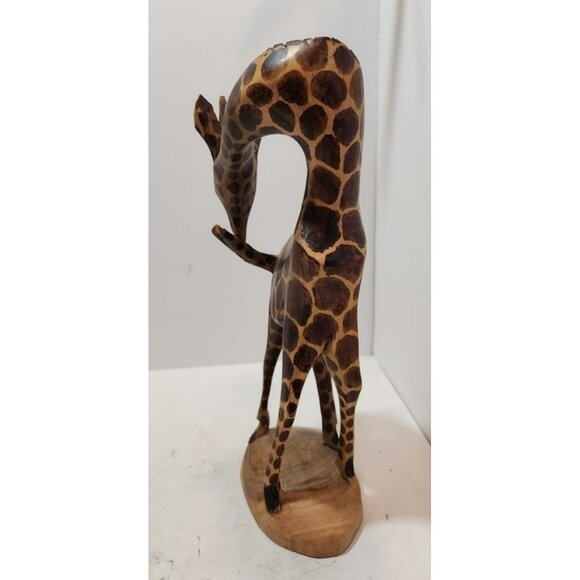 Vtg Besmo Kenya Handcarved Wooden Pair of Giraffe Figurines 12" Tall - Picture 6 of 16